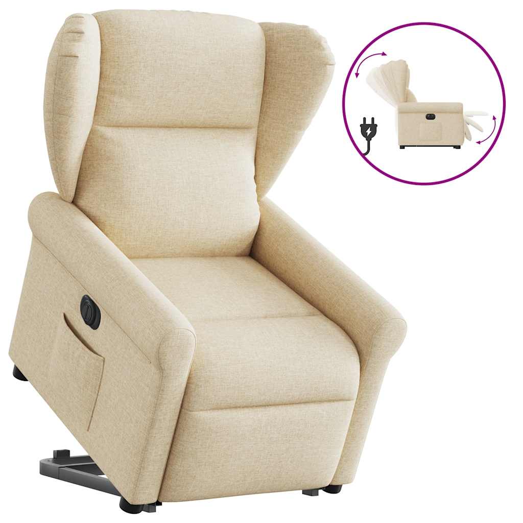 Poltrona reclinável elevatória elétrica tecido cor creme