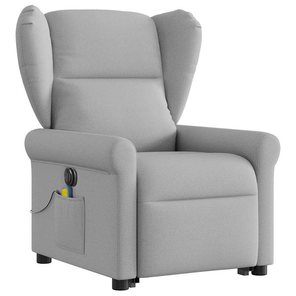 Poltrona elétrica elevatória massagens tecido cinzento-nublado
