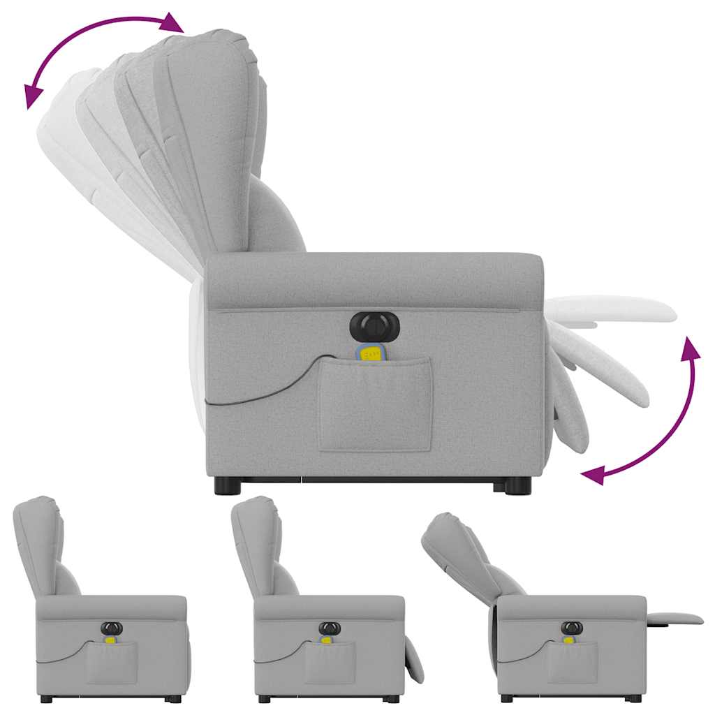 Poltrona elétrica elevatória massagens tecido cinzento-nublado
