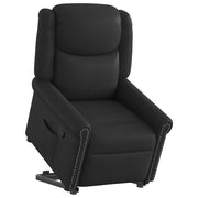 Poltrona reclinável elevatória couro artificial preto brilhante