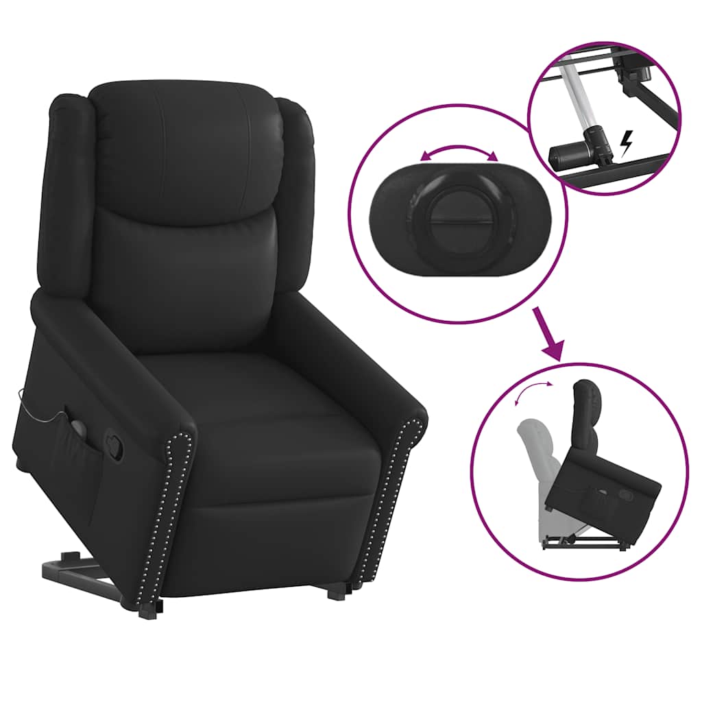 Poltrona massagens reclinável elevatória couro artificial