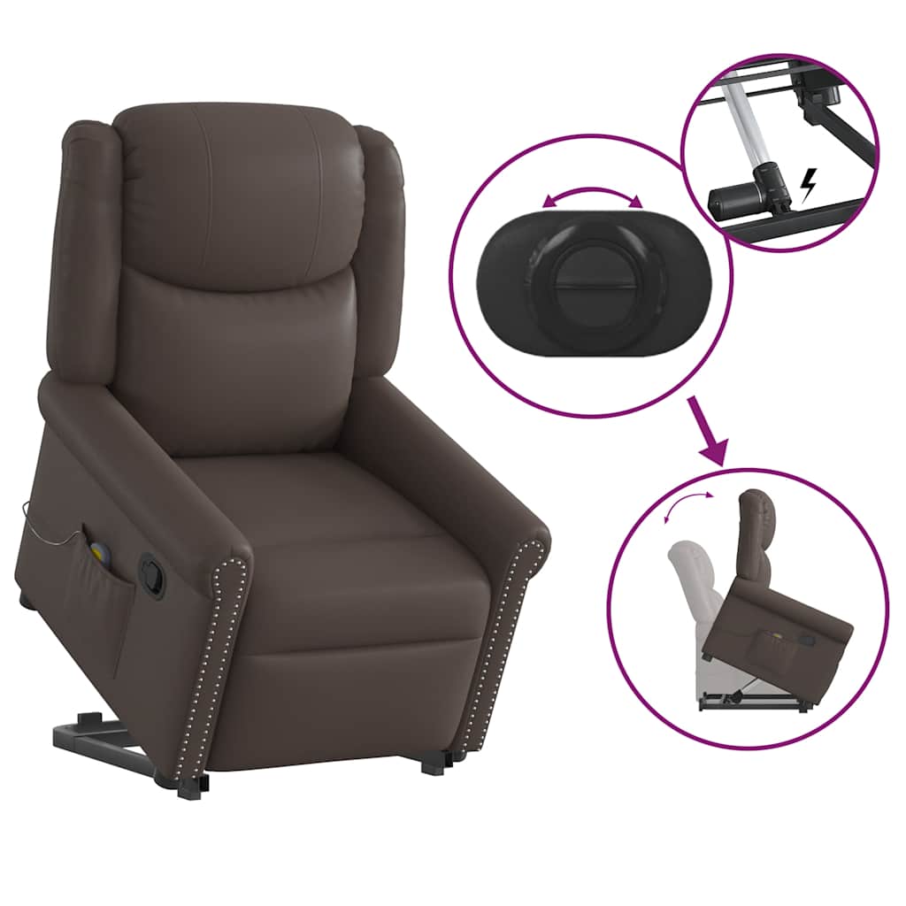 Poltrona massagens reclinável elevatória couro artificial