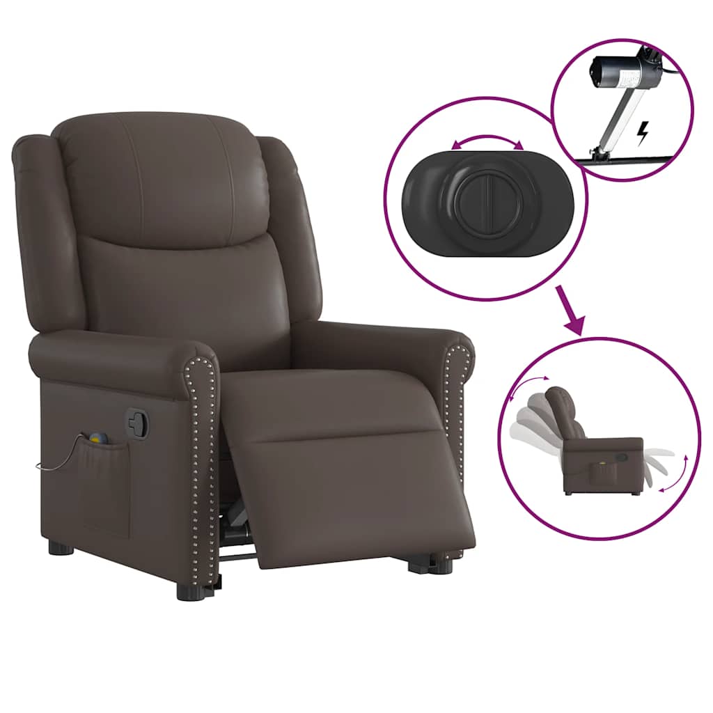 Poltrona massagens reclinável elevatória couro artificial