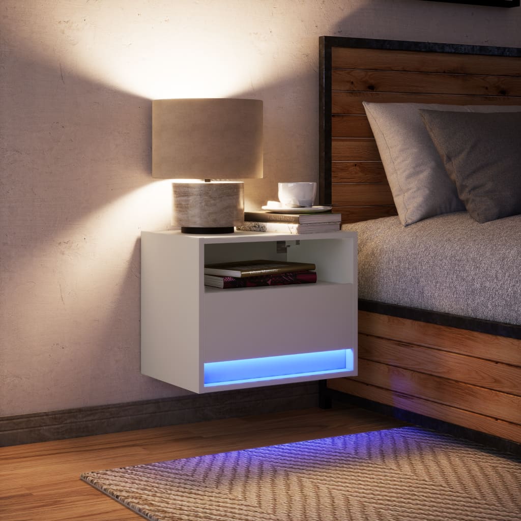 Mesa de cabeceira de parede com luzes LED