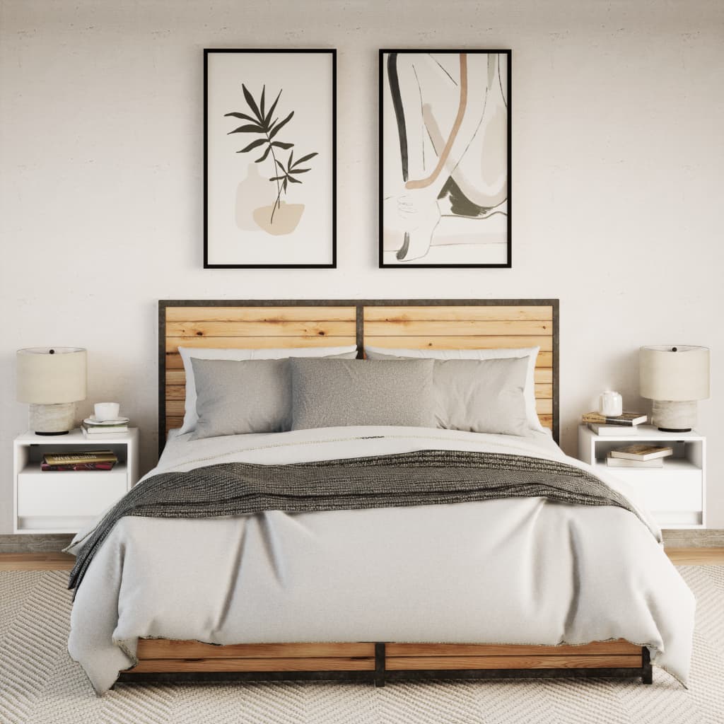 Mesas de cabeceira de parede com luzes LED 2 pcs