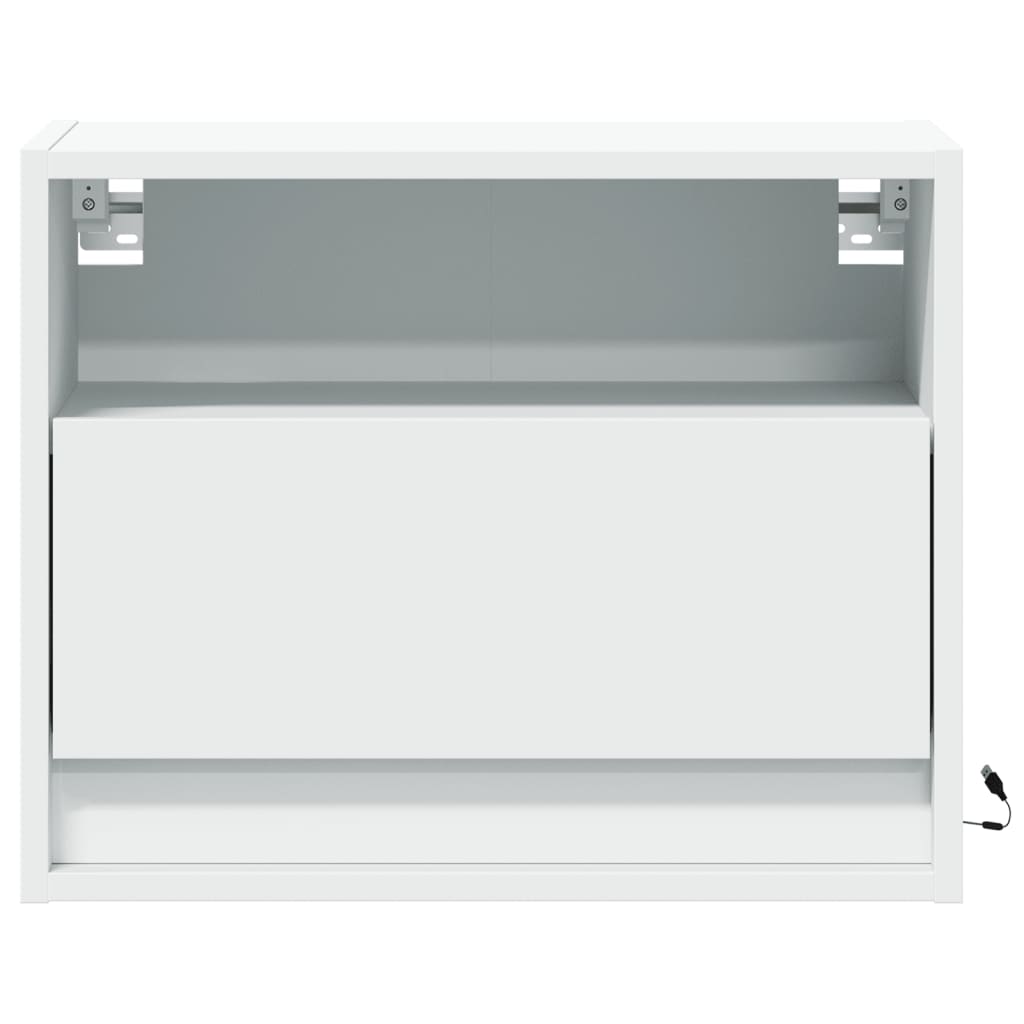 Mesas de cabeceira de parede com luzes LED 2 pcs