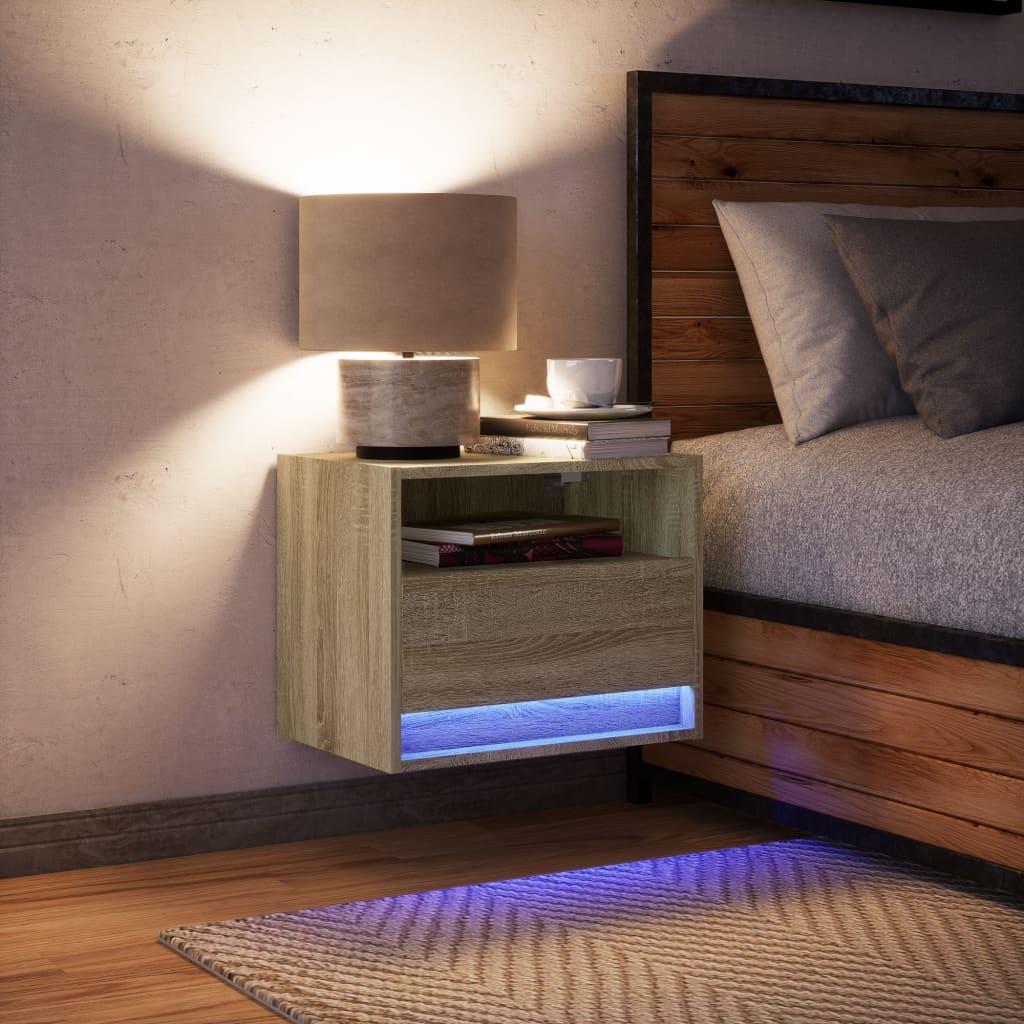 Mesa de cabeceira de parede com luzes LED