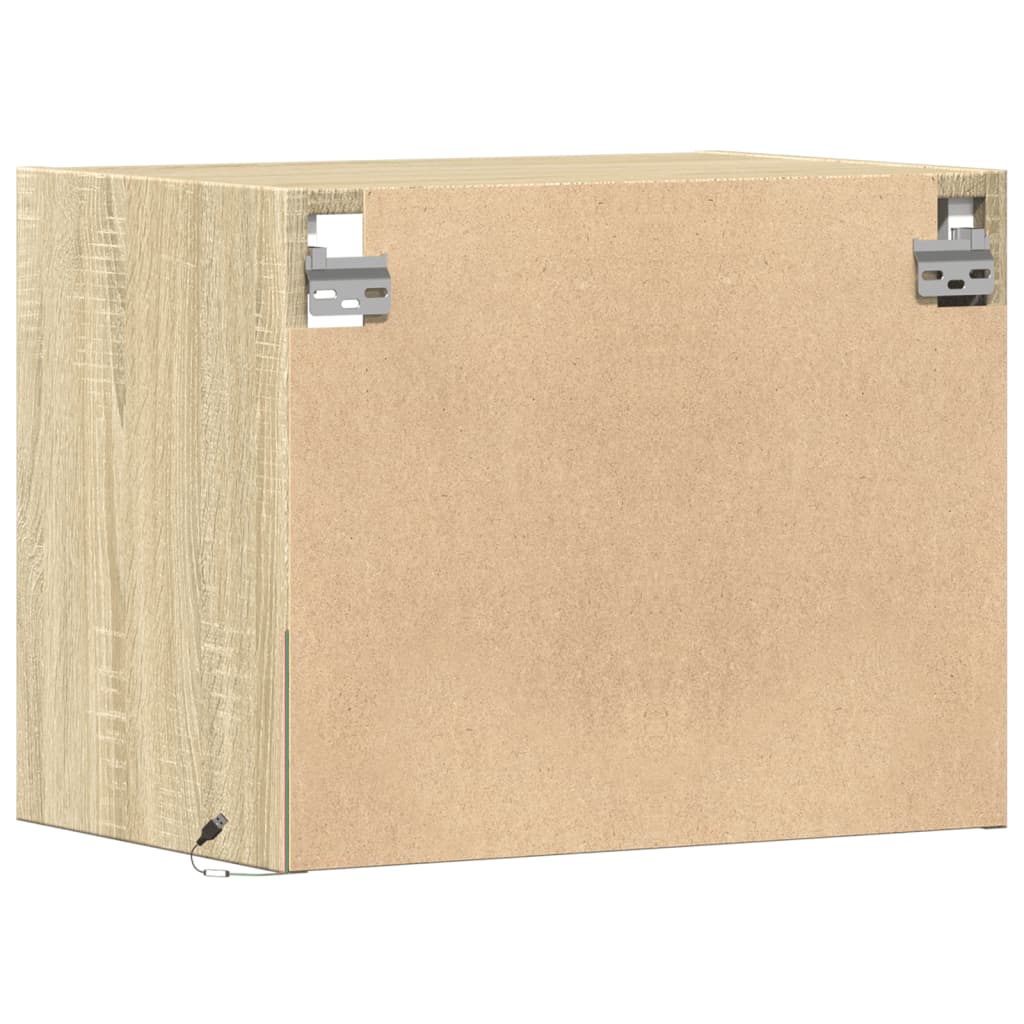 Mesas de cabeceira de parede com luzes LED 2 pcs