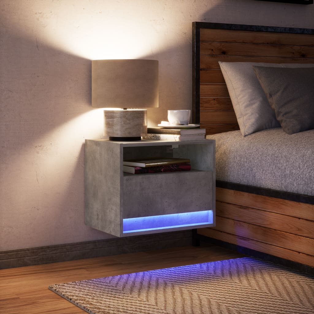 Mesa de cabeceira de parede com luzes LED