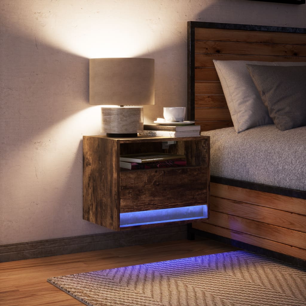 Mesa de cabeceira de parede com luzes LED
