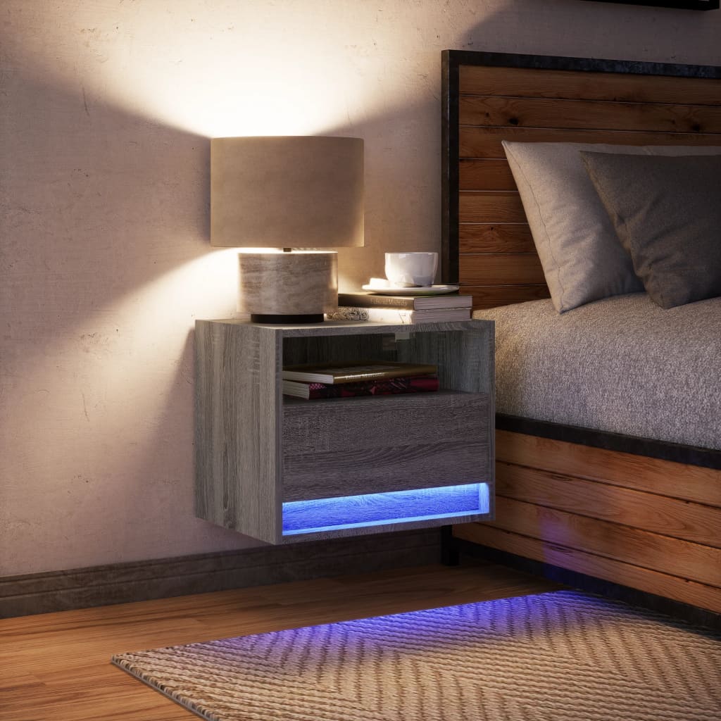 Mesa de cabeceira de parede com luzes LED