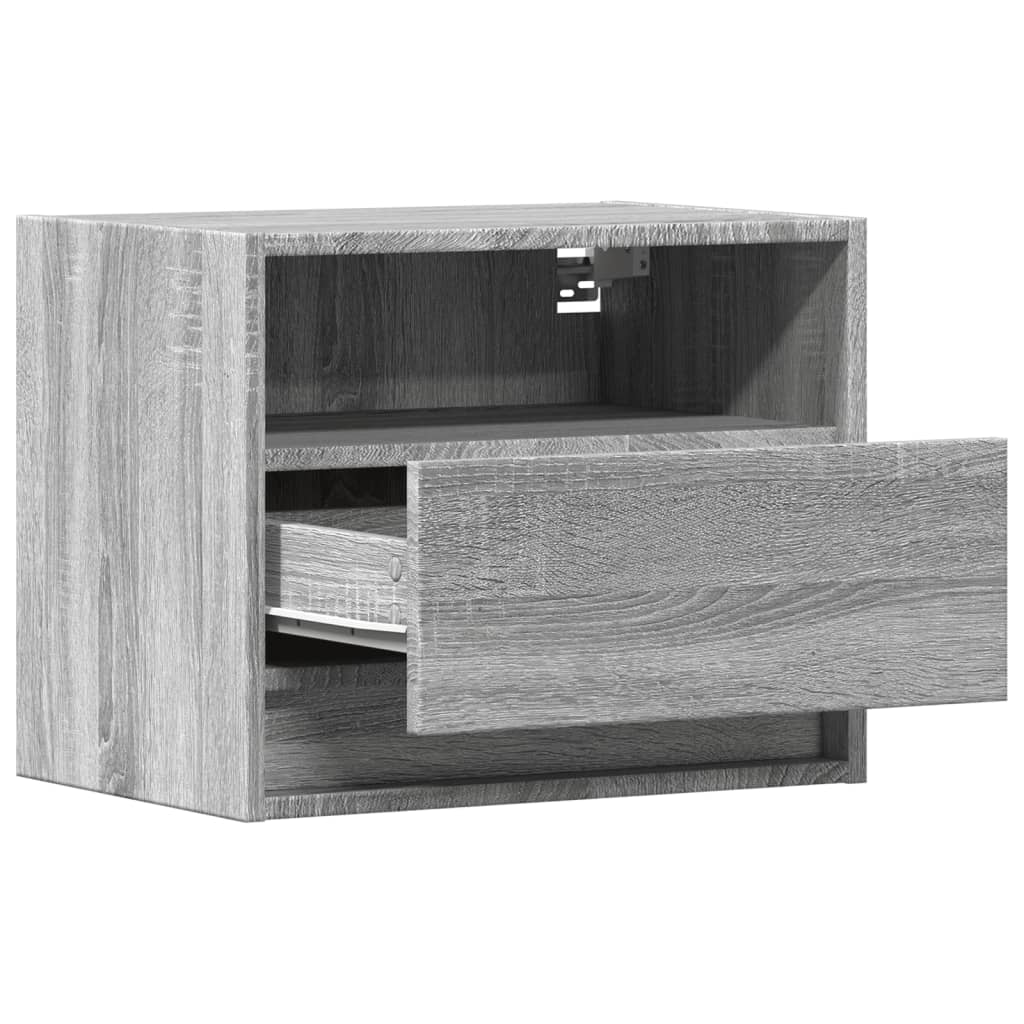 Mesas de cabeceira de parede com luzes LED 2 pcs