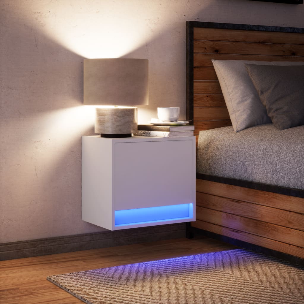 Mesa de cabeceira de parede com luzes LED