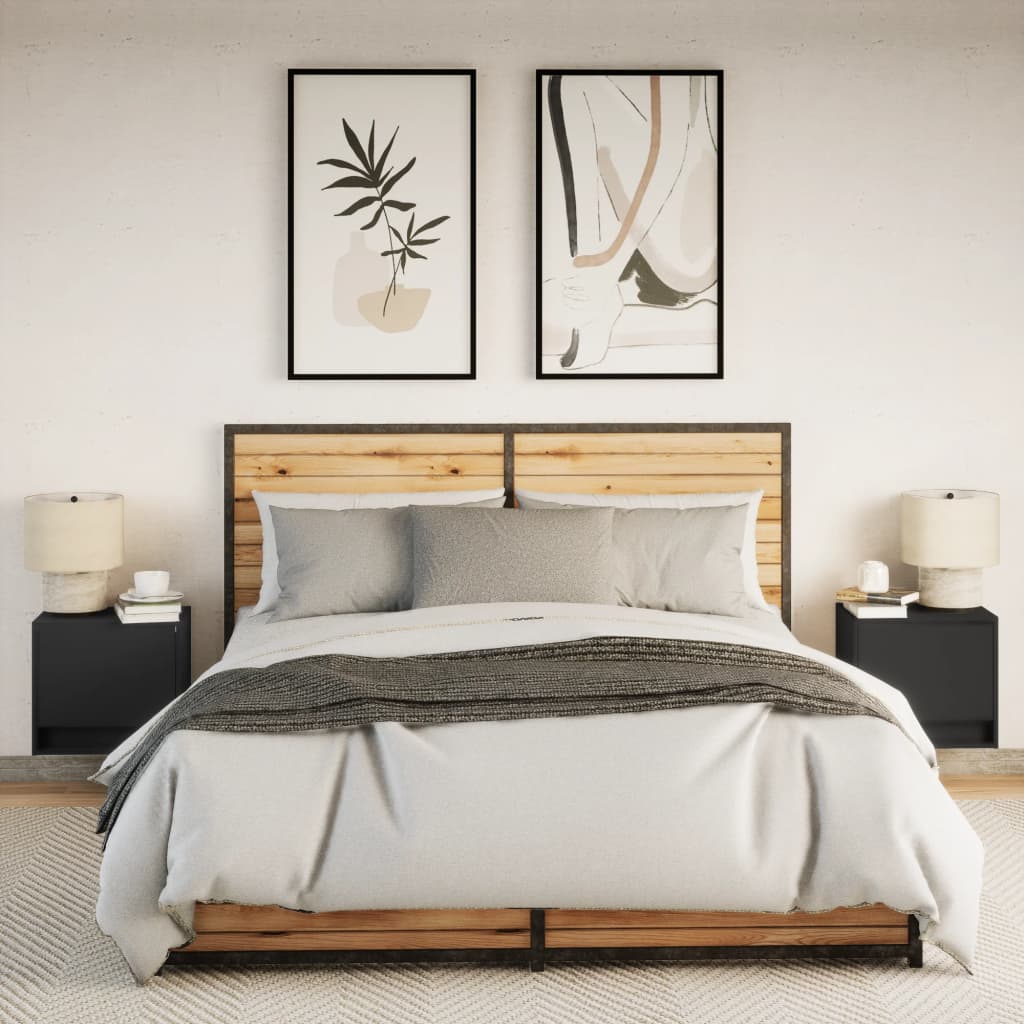 Mesas de cabeceira de parede com luzes LED 2 pcs