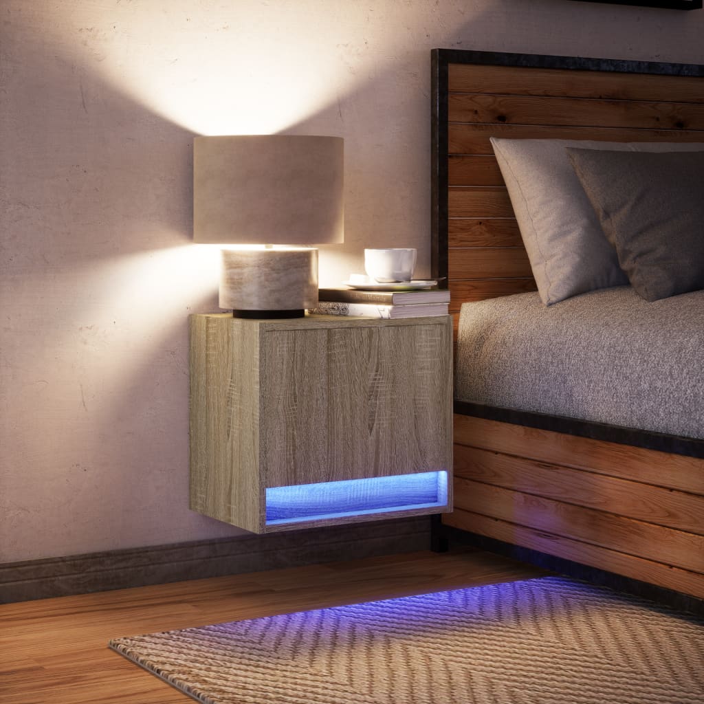 Mesa de cabeceira de parede com luzes LED