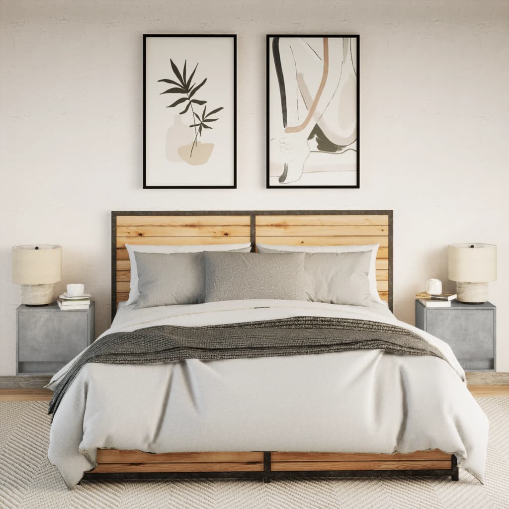 Mesas de cabeceira de parede com luzes LED 2 pcs