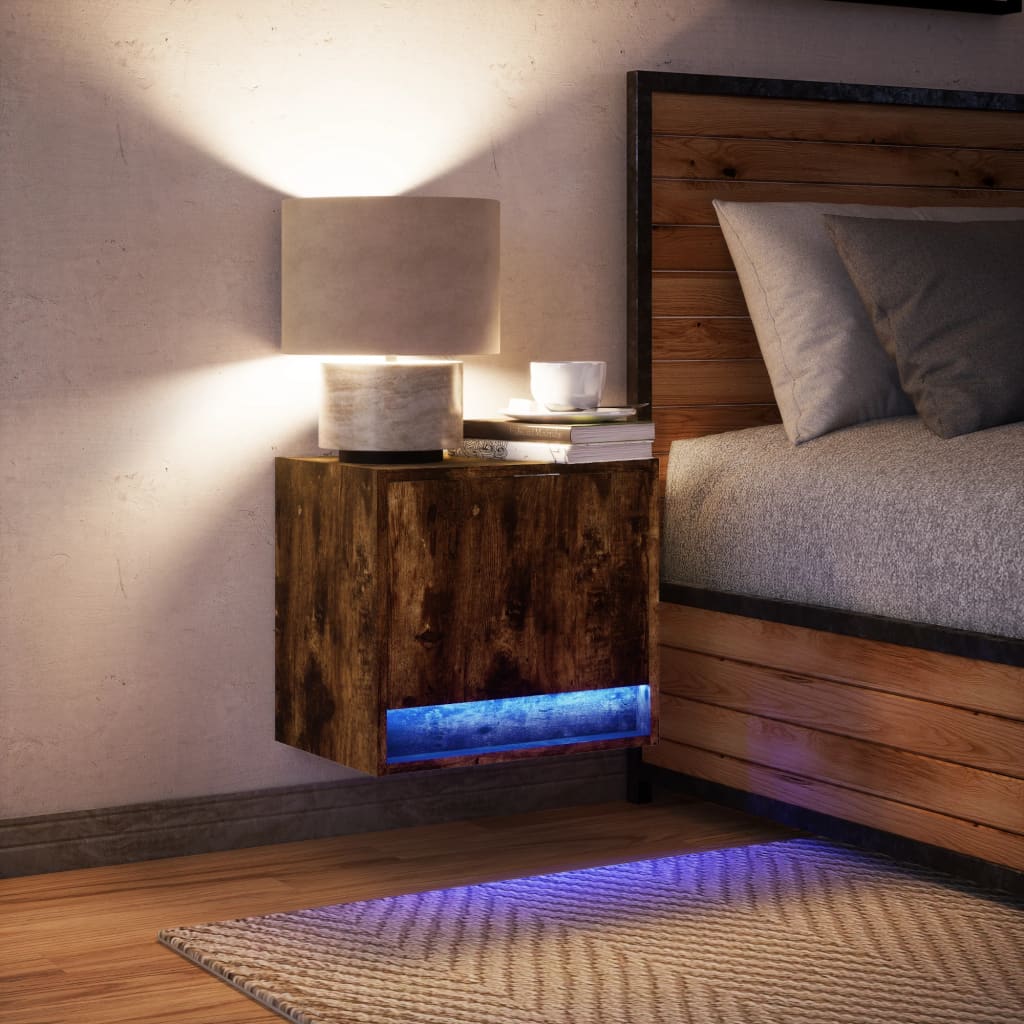 Mesa de cabeceira de parede com luzes LED
