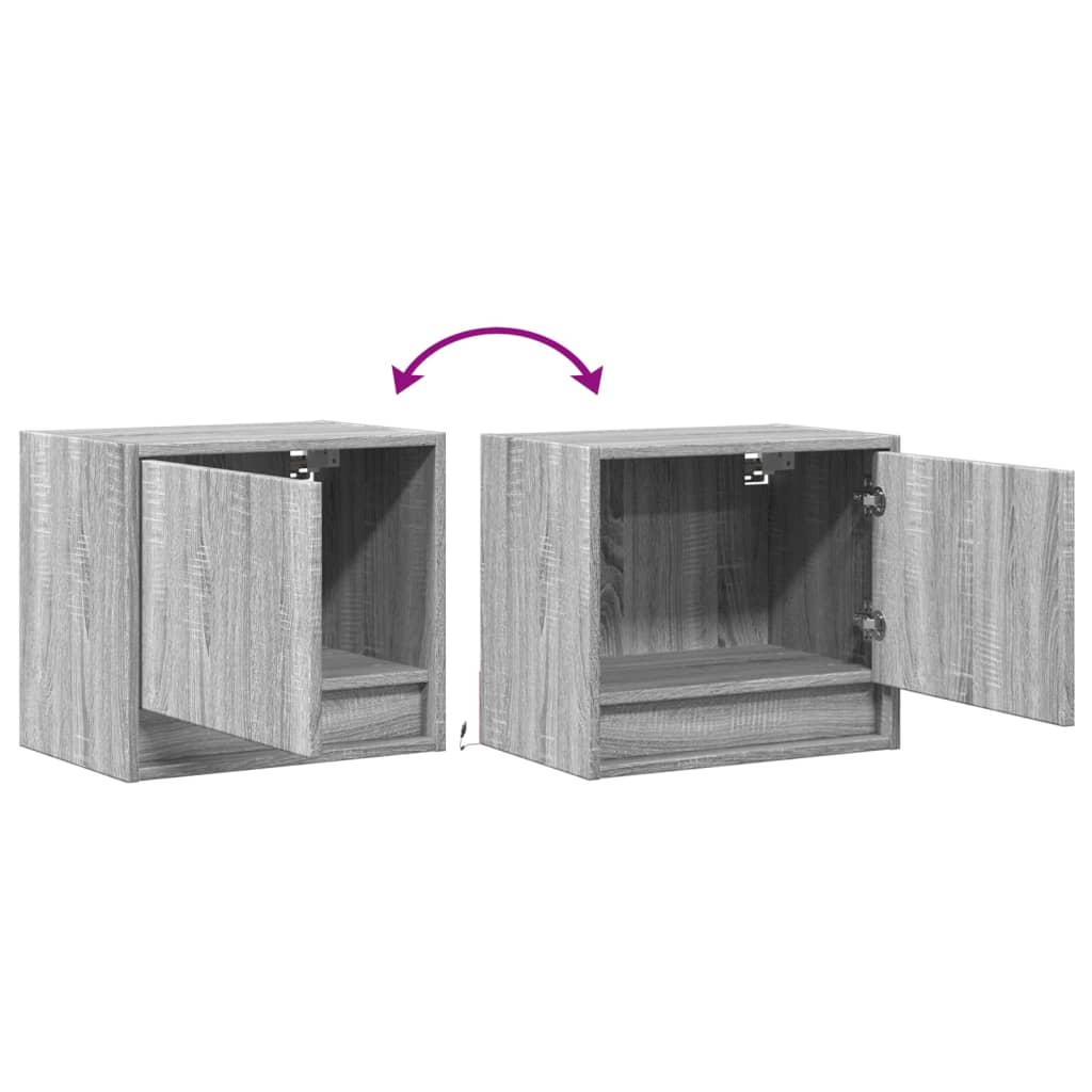 Mesas de cabeceira de parede com luzes LED 2 pcs