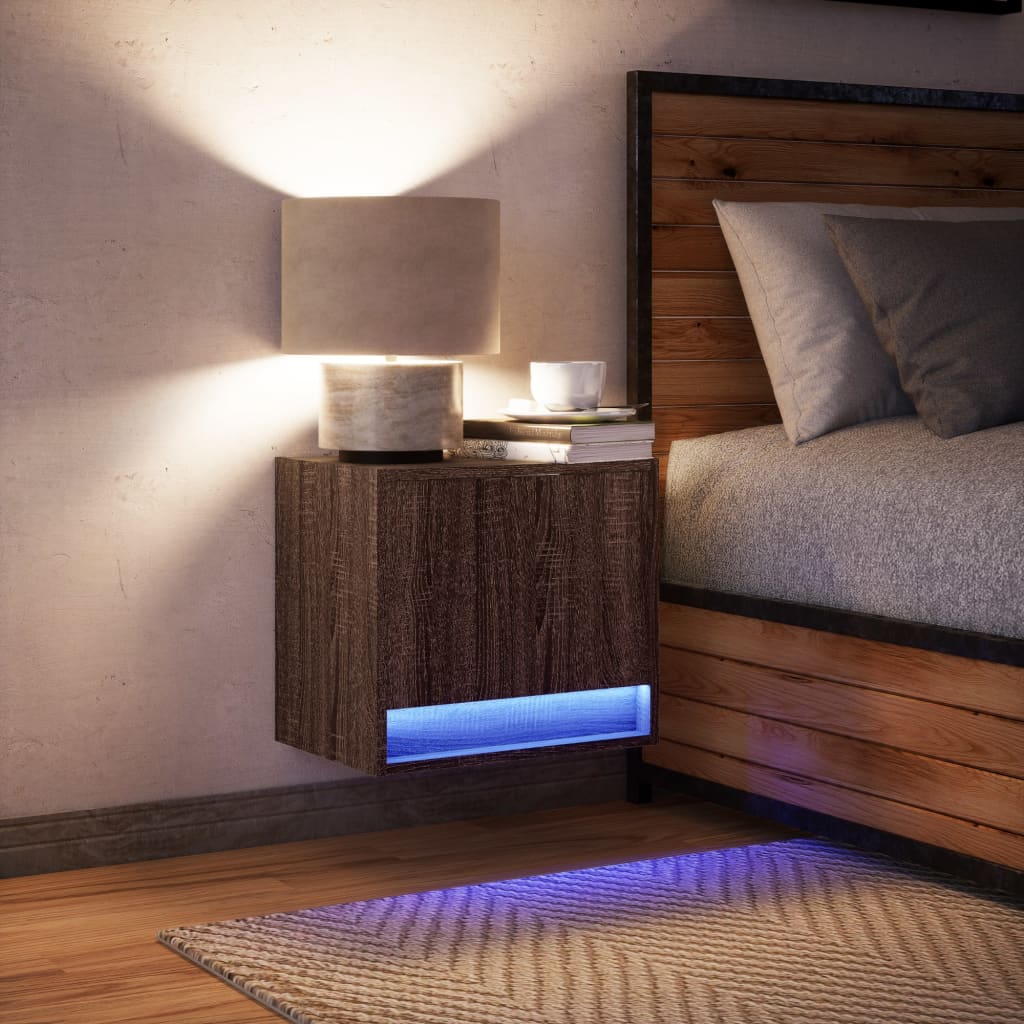 Mesa de cabeceira de parede com luzes LED