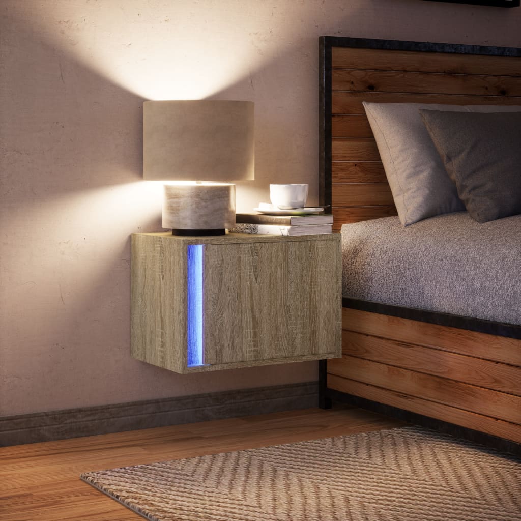 Mesa de cabeceira de parede com luzes LED