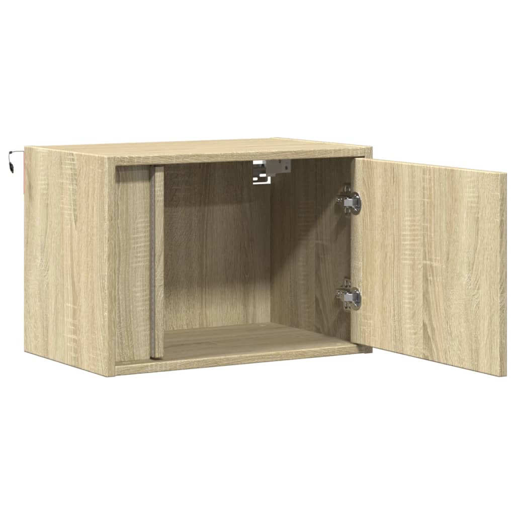 Mesas de cabeceira de parede com luzes LED 2 pcs