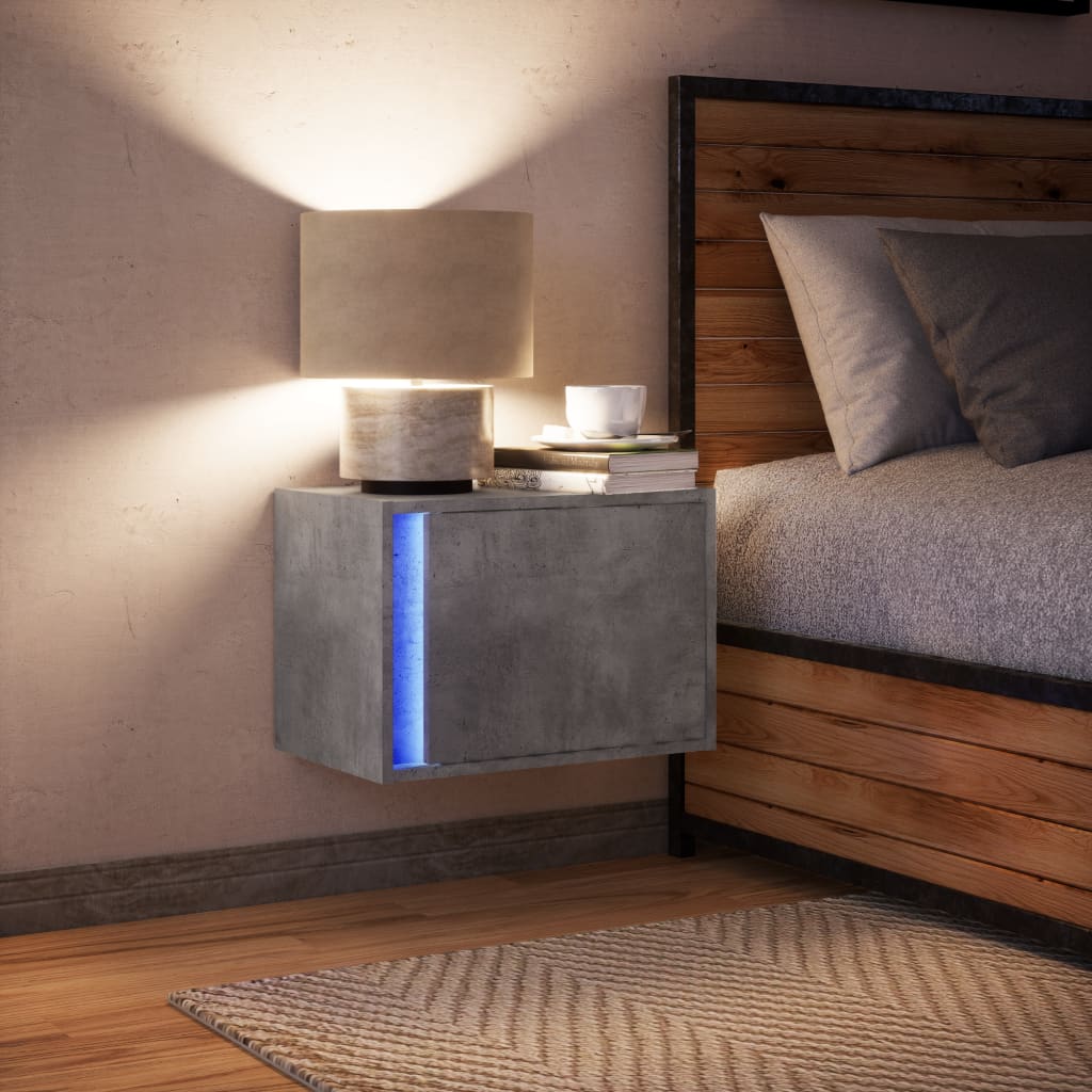 Mesa de cabeceira de parede com luzes LED
