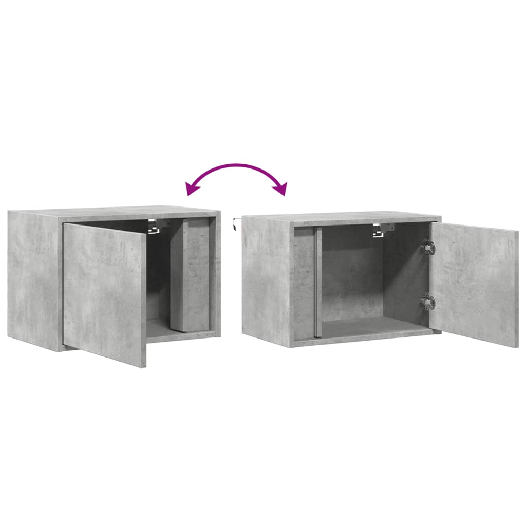 Mesas de cabeceira de parede com luzes LED 2 pcs