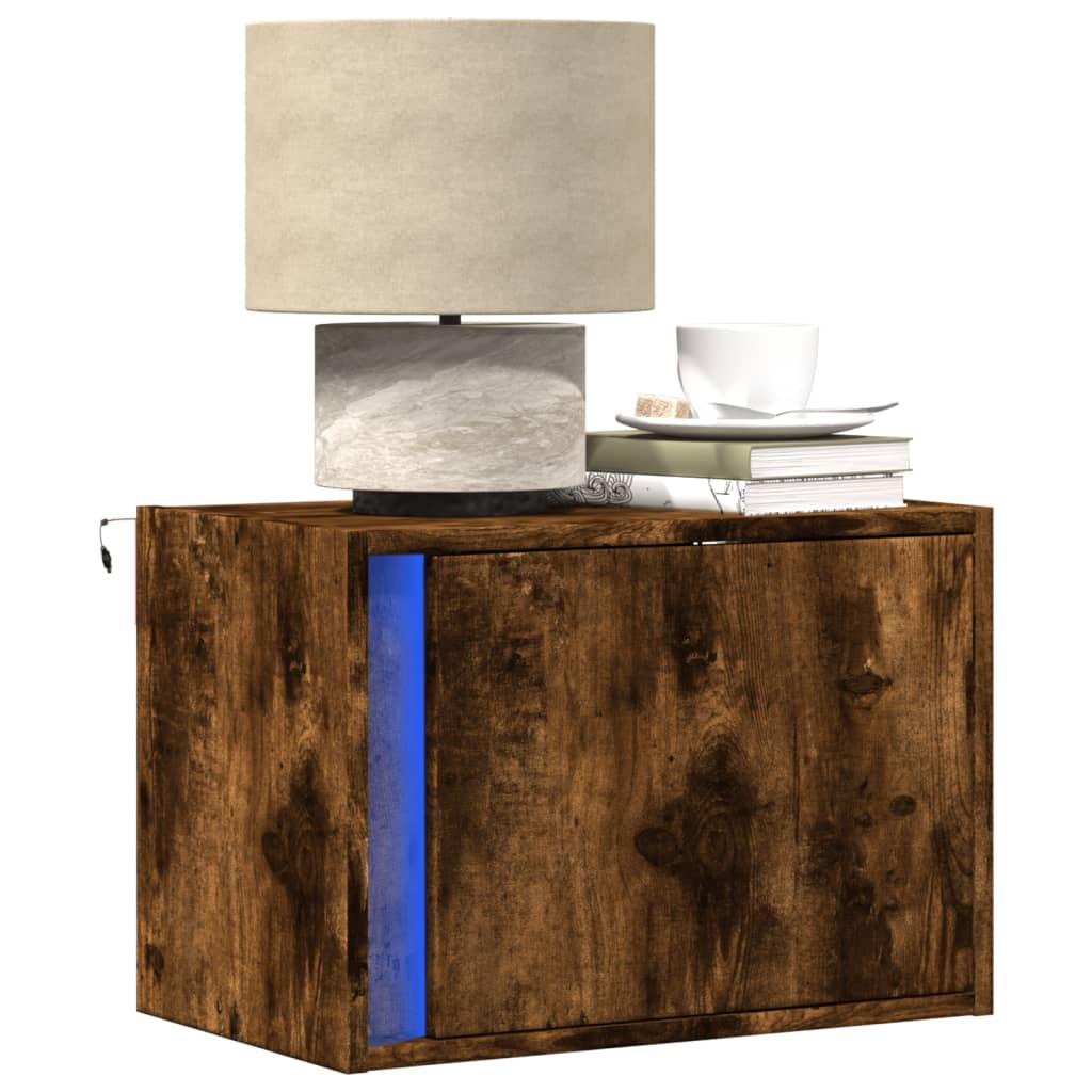 Mesa de cabeceira de parede com luzes LED