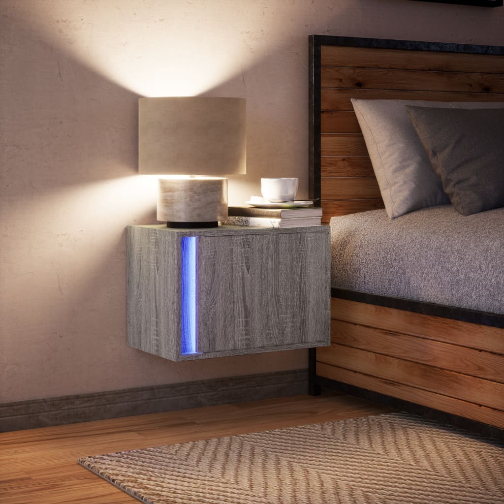 Mesa de cabeceira de parede com luzes LED