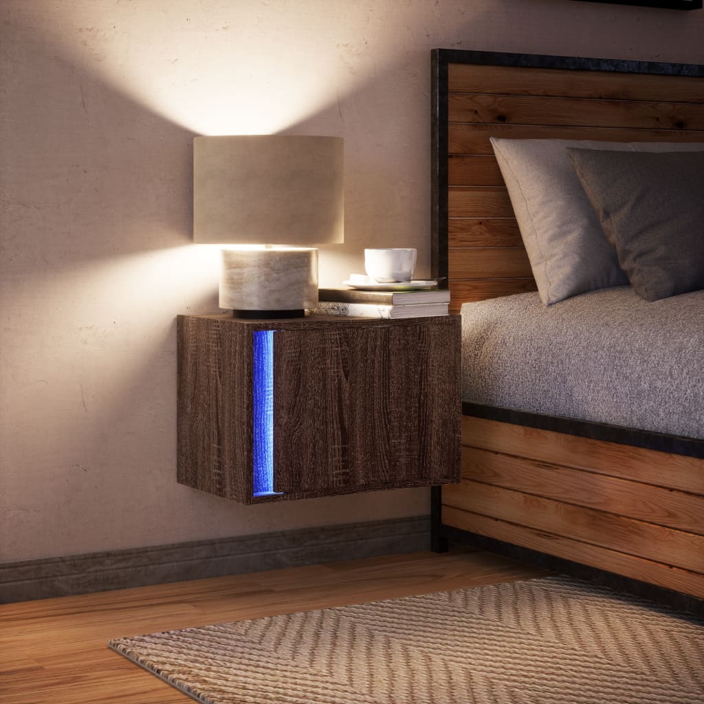 Mesa de cabeceira de parede com luzes LED