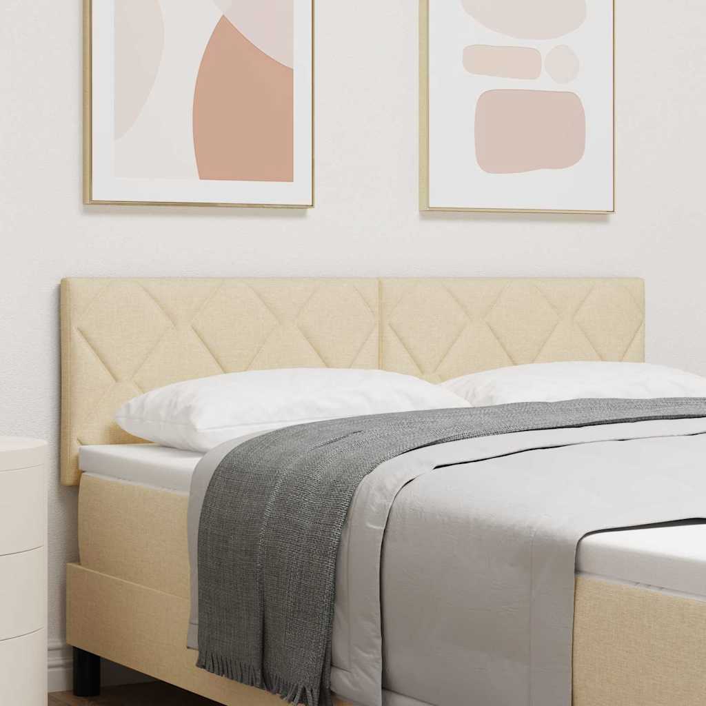 Cabeceira com luzes de tira LED Ajustável Creme 160 cm tecido