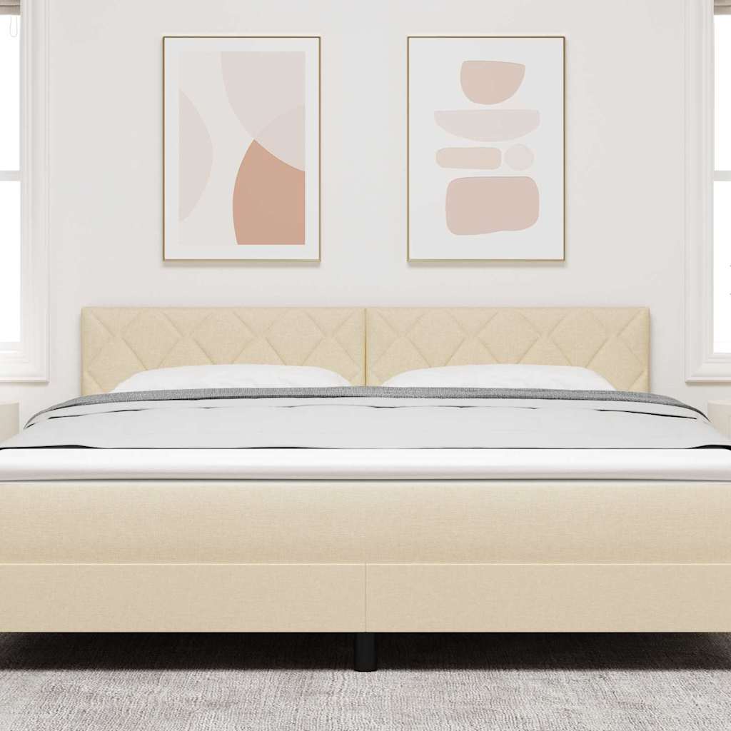 Cabeceira com luzes de tira LED Ajustável Creme 180 cm tecido