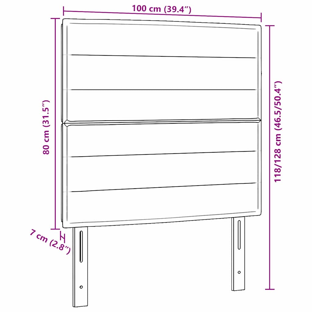 Cabeceira LED com cabeceira Cinzento-acastanhado 100 cm tecido