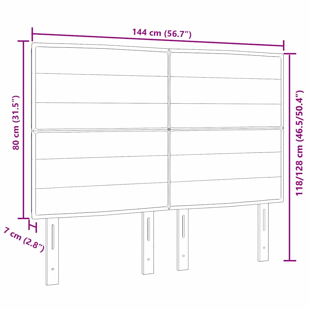 Cabeceira LED Montado na parede Castanho escuro 144 cm tecido