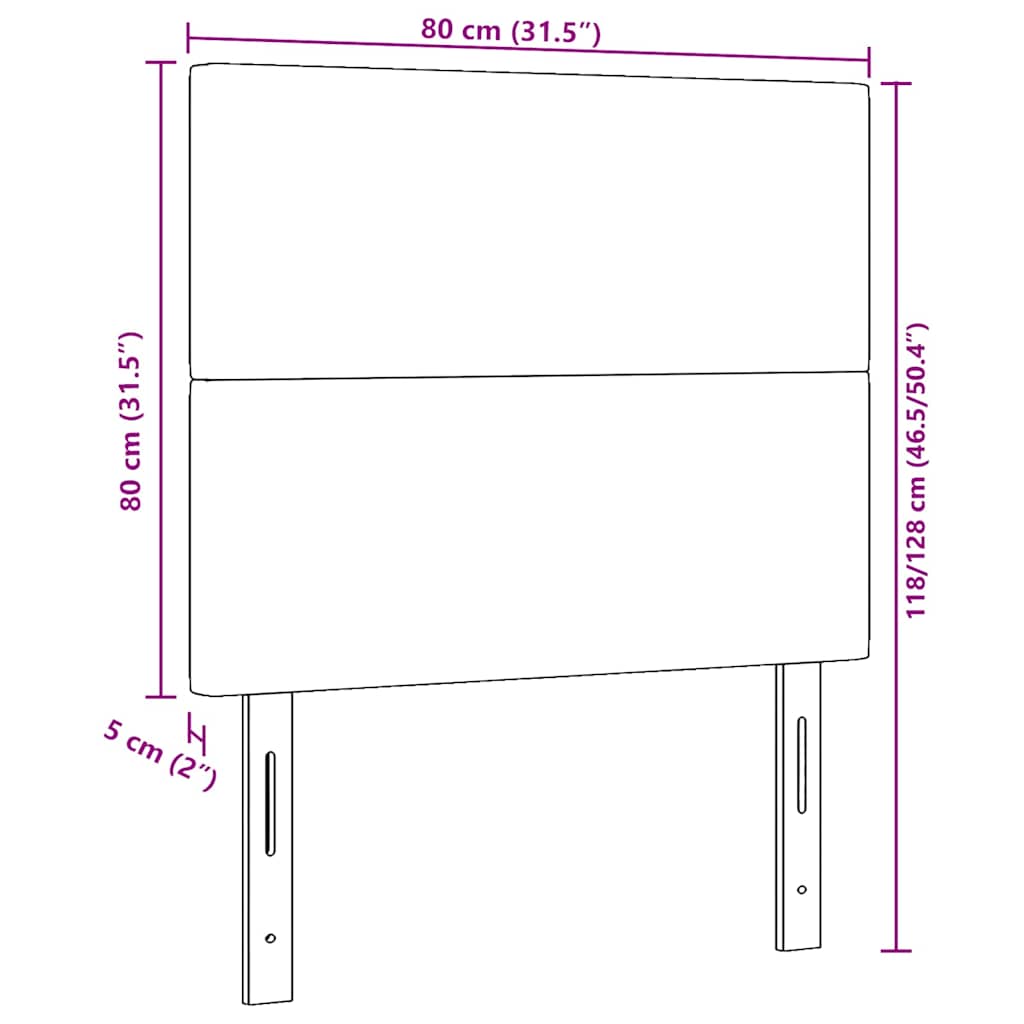 Cabeceira LED Montado na parede Cinzento escuro 80 cm tecido