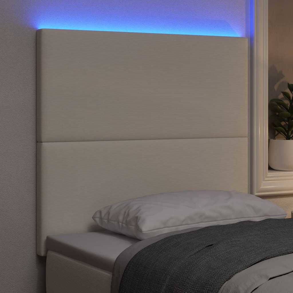 Cabeceira LED com luzes de tira LED Manual Creme 100 cm tecido