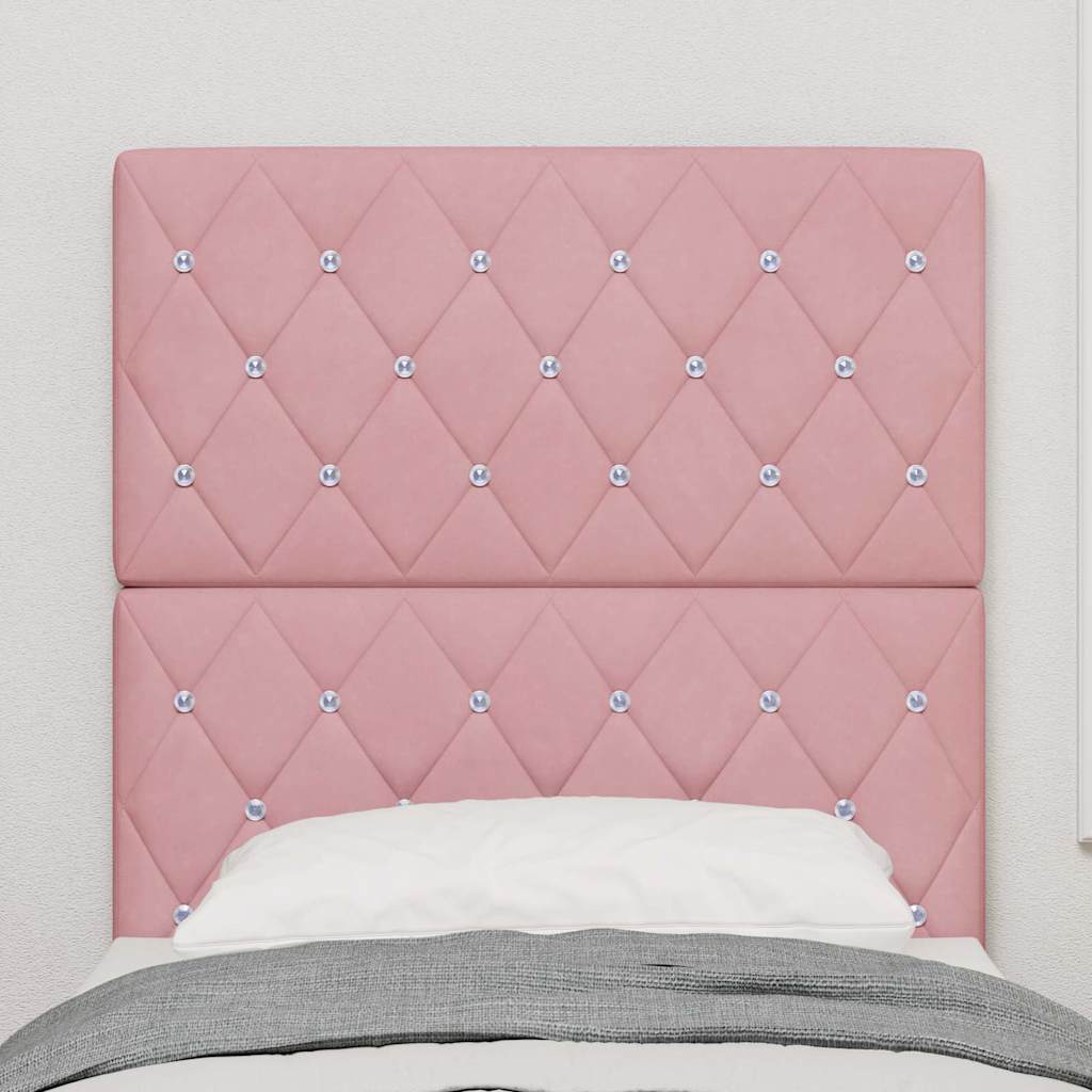 Cabeceira LED com luzes de tira LED Losangos Rosa 80 cm Veludo