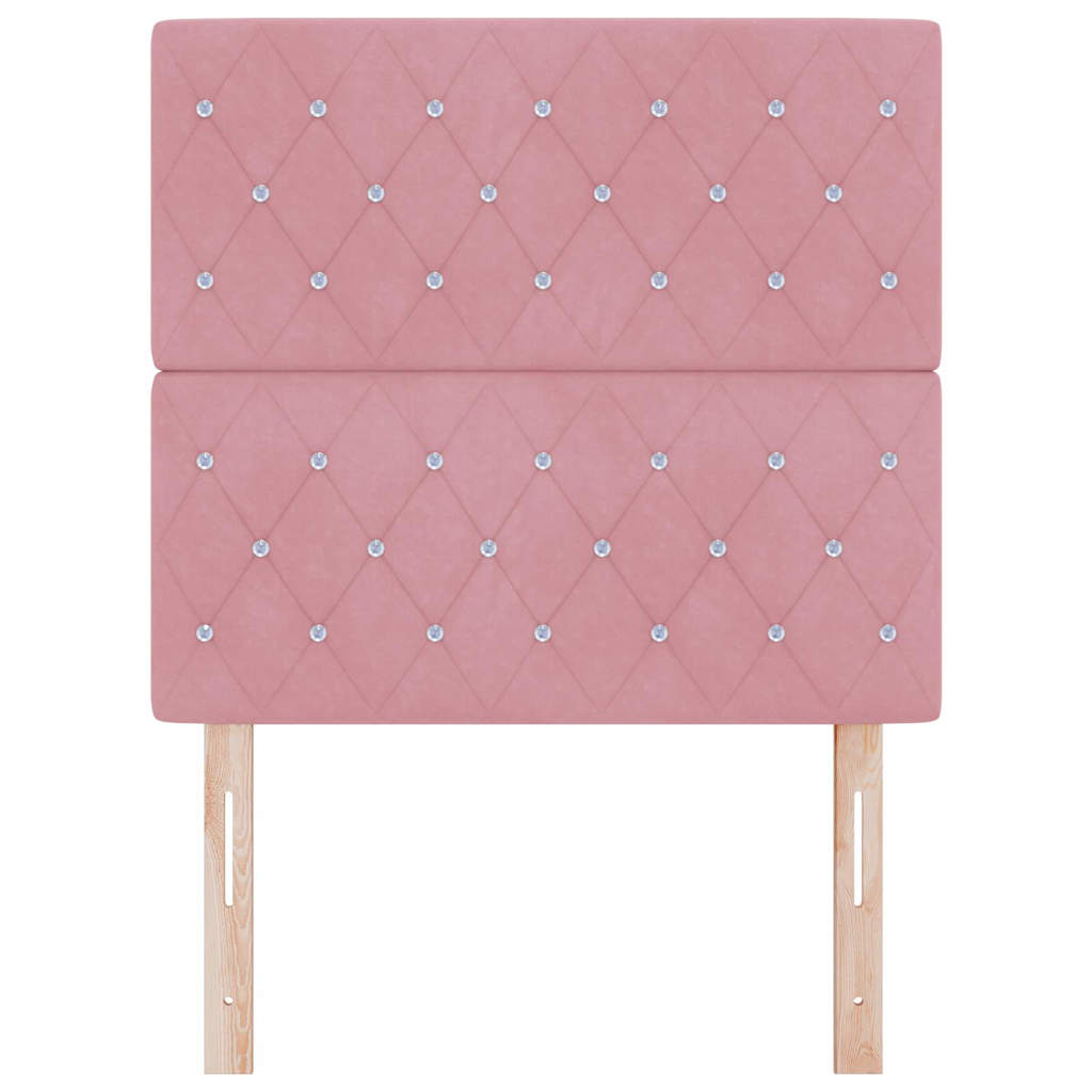 Cabeceira LED com luzes de tira LED Losangos Rosa 90 cm Veludo