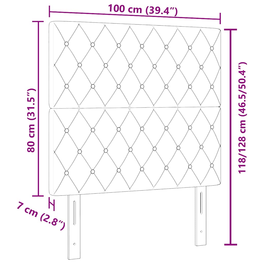 Cabeceira LED Losangos Manual Cinzento-claro 100 cm Veludo