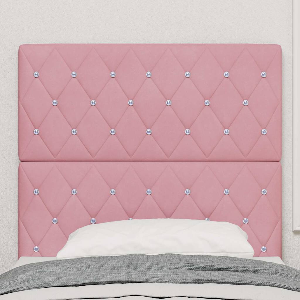 Cabeceira LED com luzes de tira LED Losangos Rosa 100 cm Veludo