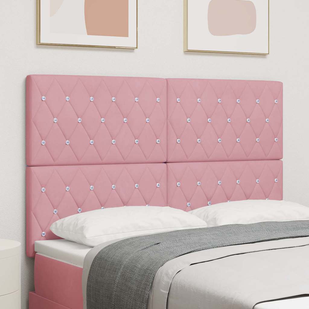 Cabeceira LED com luzes de tira LED Losangos Rosa 80 cm Veludo