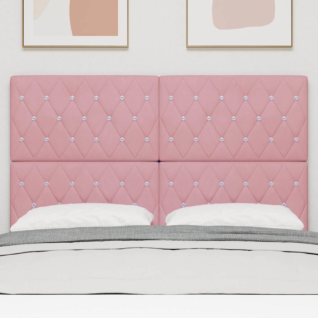 Cabeceira LED com luzes de tira LED Losangos Rosa 80 cm Veludo