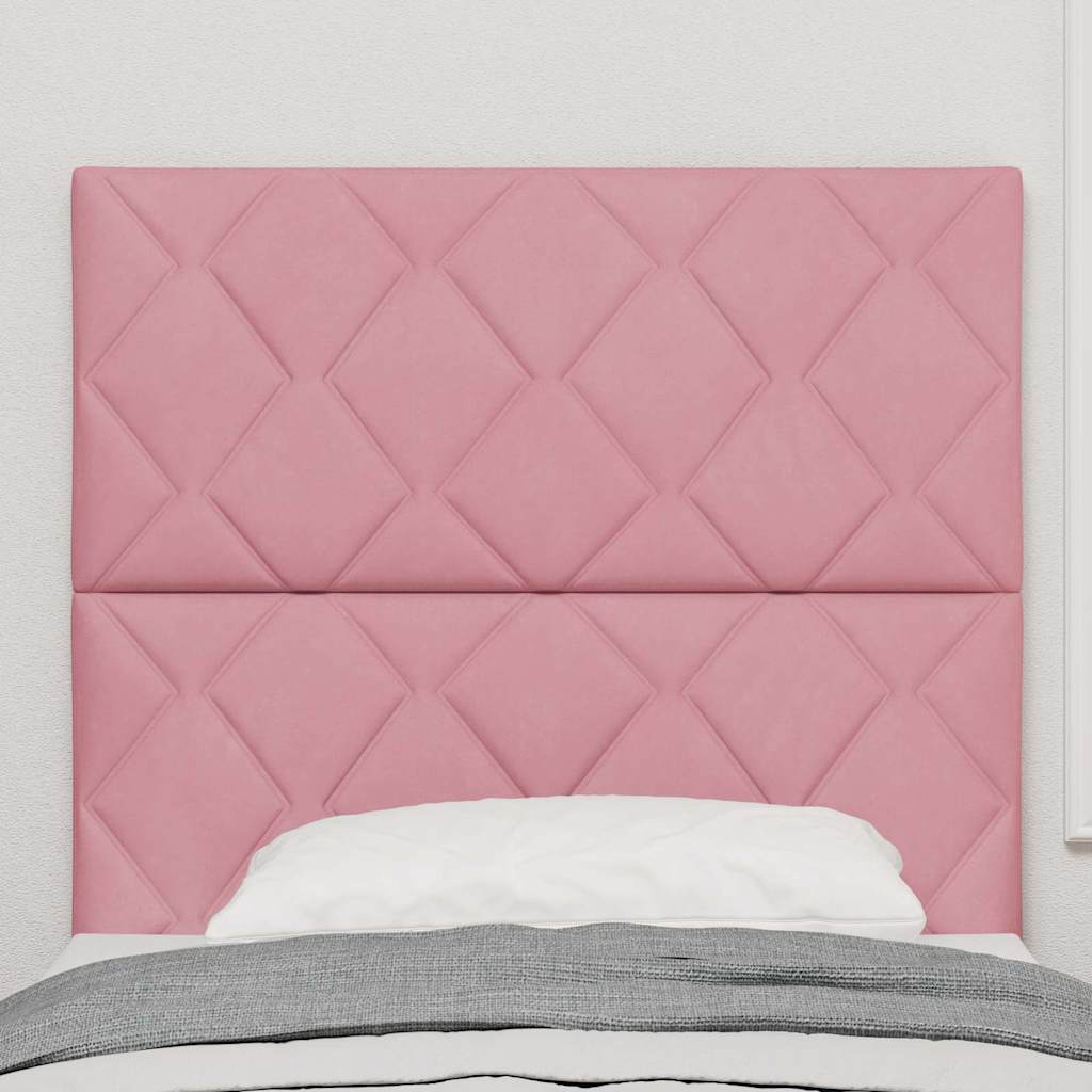 Cabeceira LED com luzes de tira LED Manual Rosa 90 cm Veludo