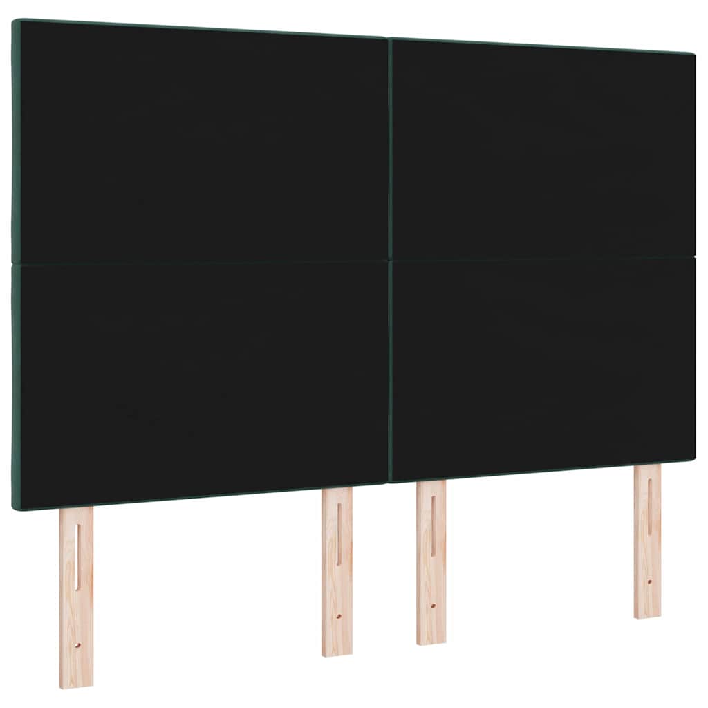 Cabeceira LED com luzes de tira LED Verde-escuro 144 cm Veludo