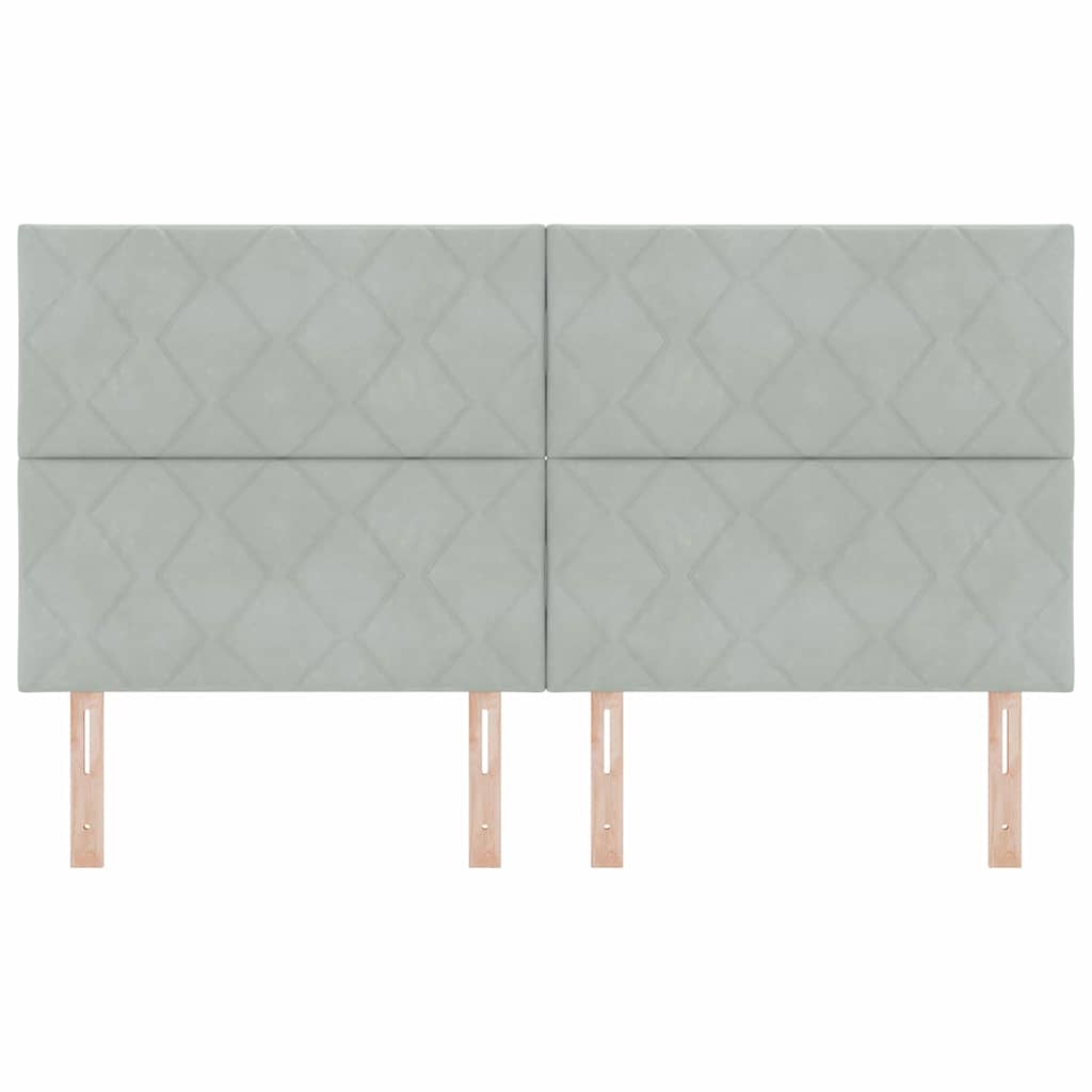 Cabeceira LED Geométrico Manual Cinzento-claro 180 cm Veludo