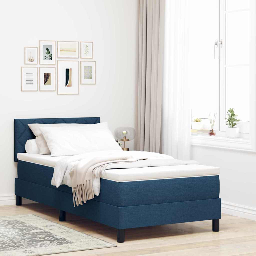 Cama box spring com colchão Azul Escuro 90 x 200 cm tecido