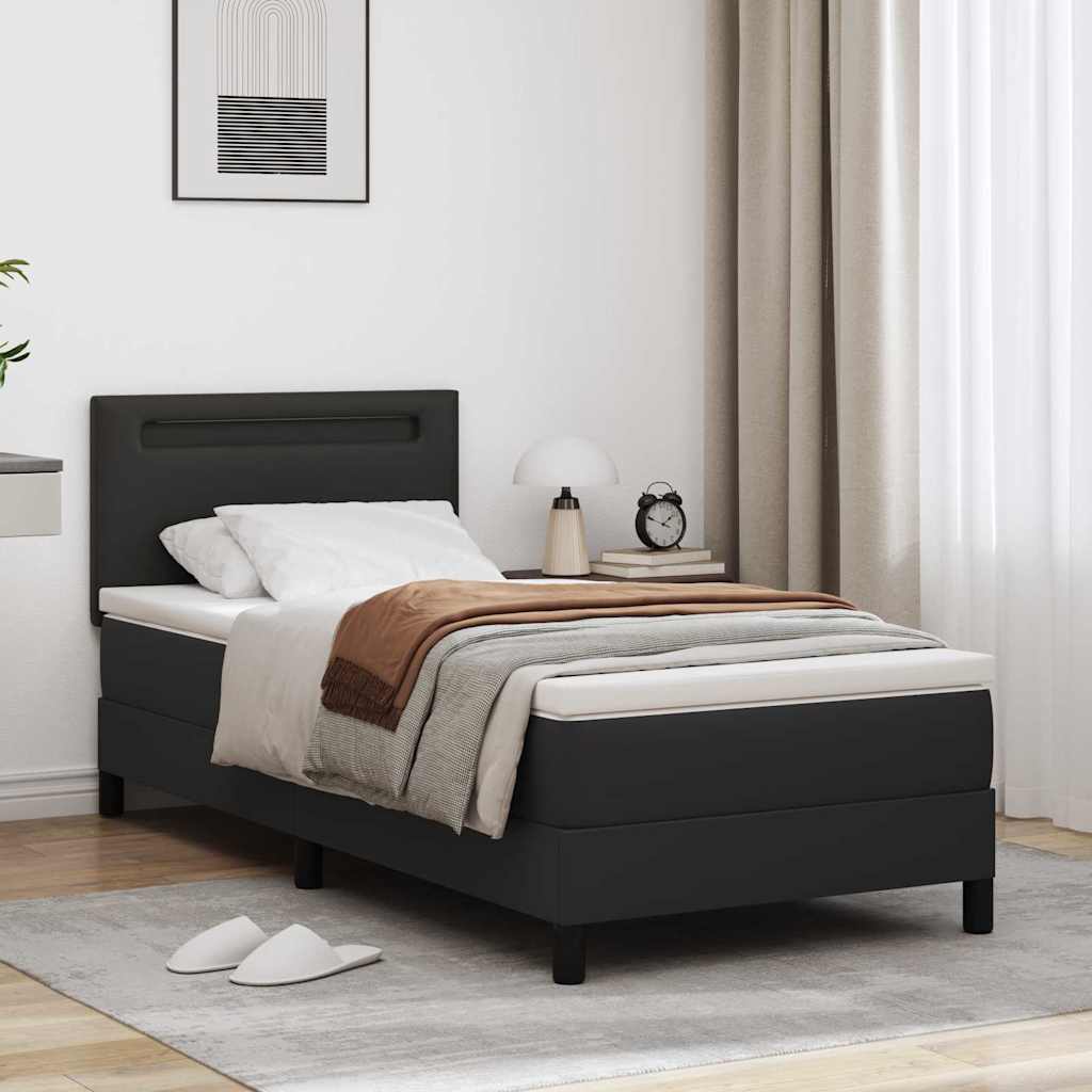 Estrutura de cama com colchão Preto 90 x 190 cm Couro sintético