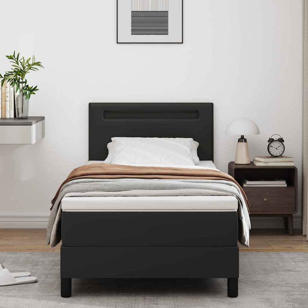 Estrutura de cama com colchão Preto 90 x 190 cm Couro sintético