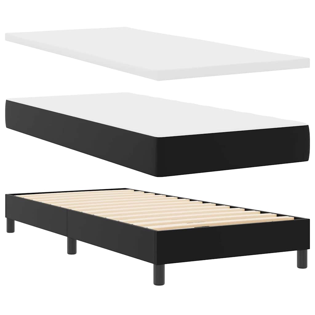 Estrutura de cama com colchão Preto 90 x 190 cm Couro sintético