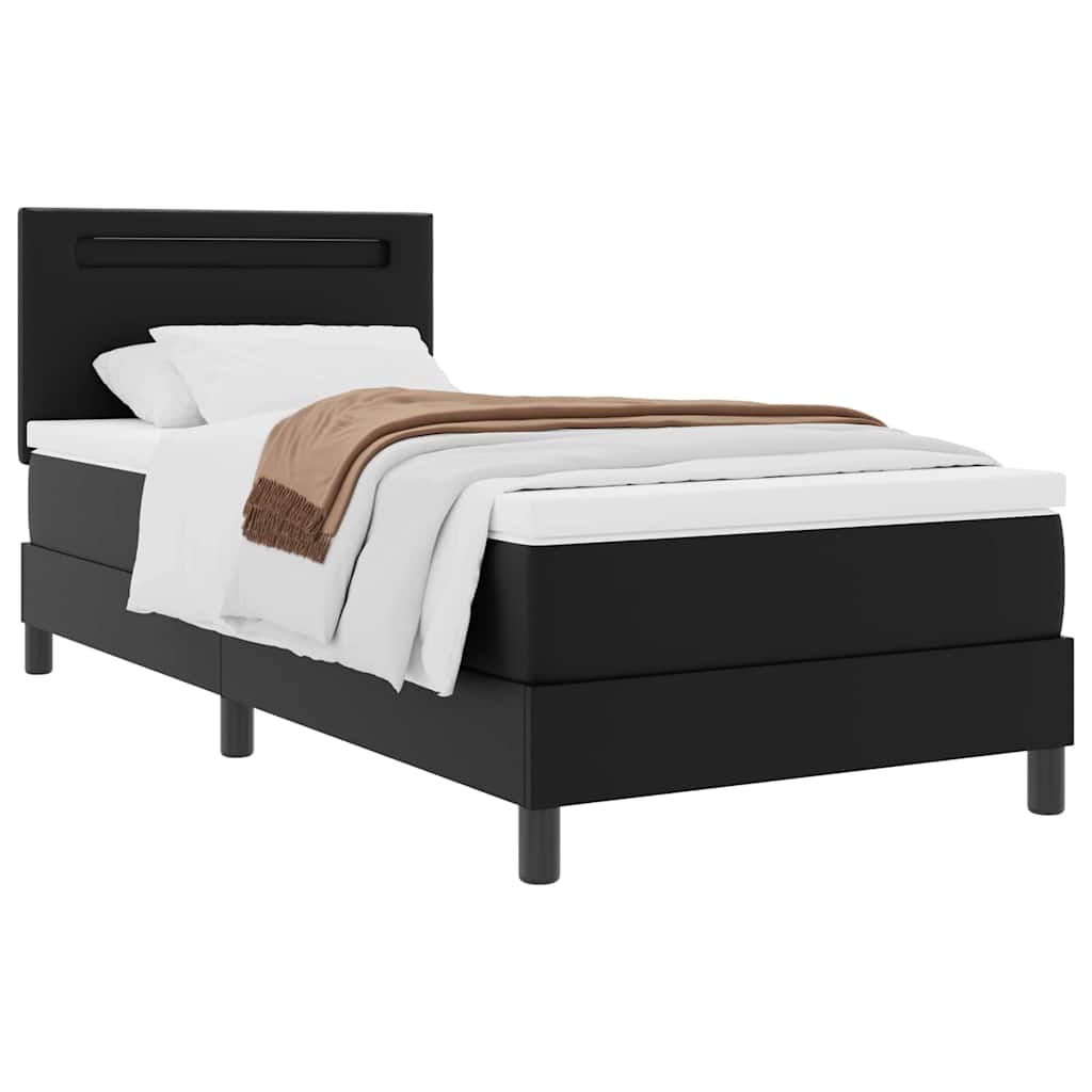 Estrutura de cama com colchão Preto 90 x 190 cm Couro sintético